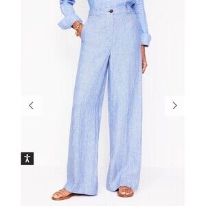 Light Blue Wide-Leg Linen Pants